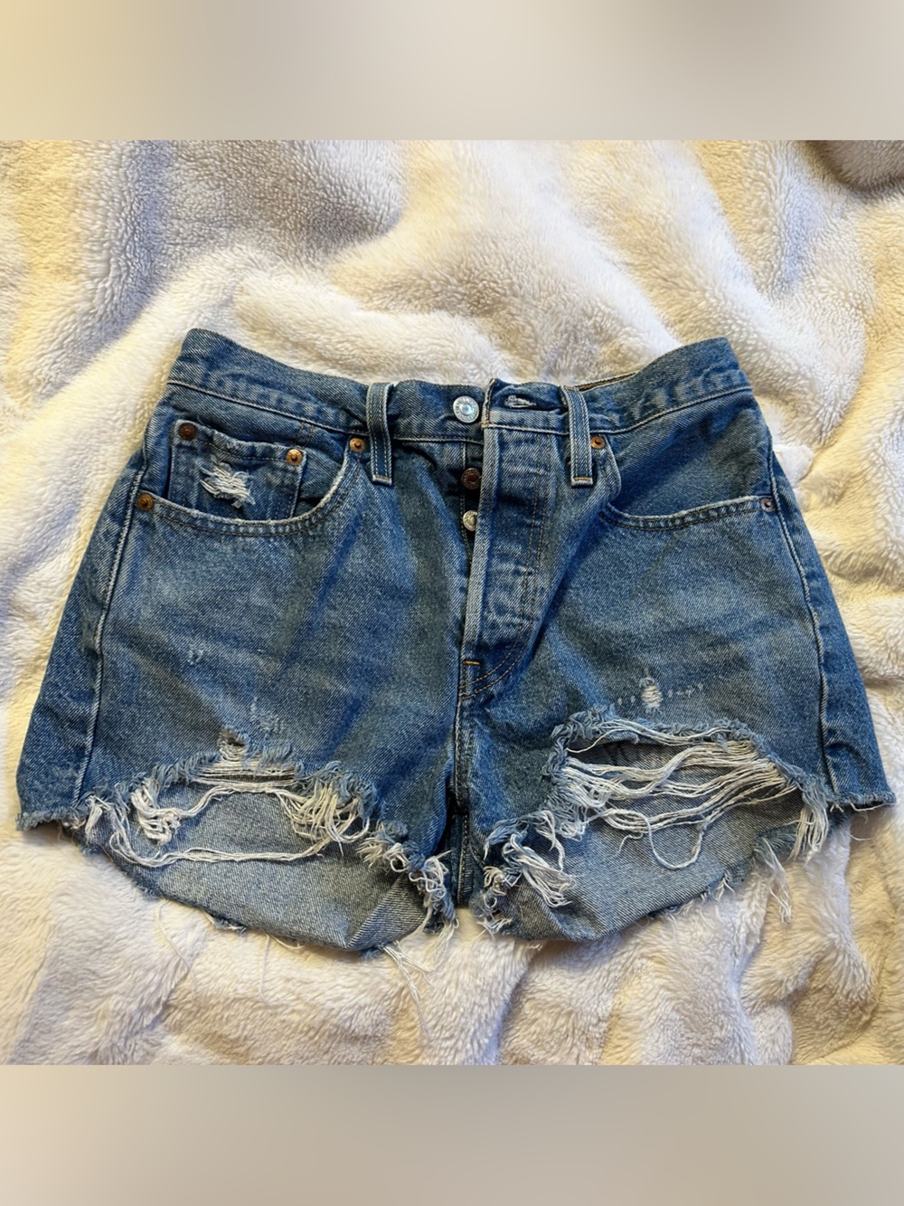 Levi's Distressed Cutoff Denim Shorts - Blue